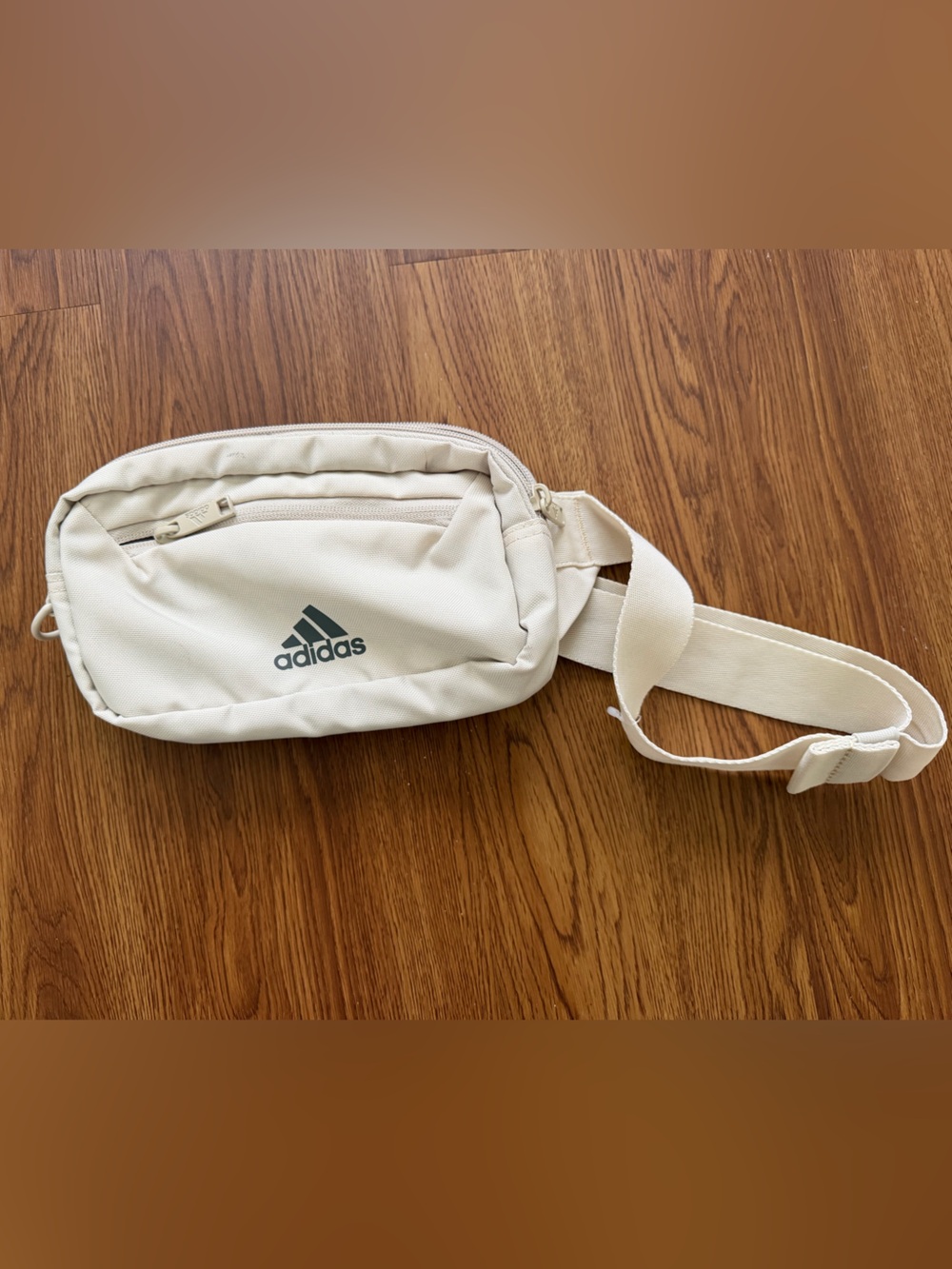 adidas Cream Waist Belt Bag with Black Logo